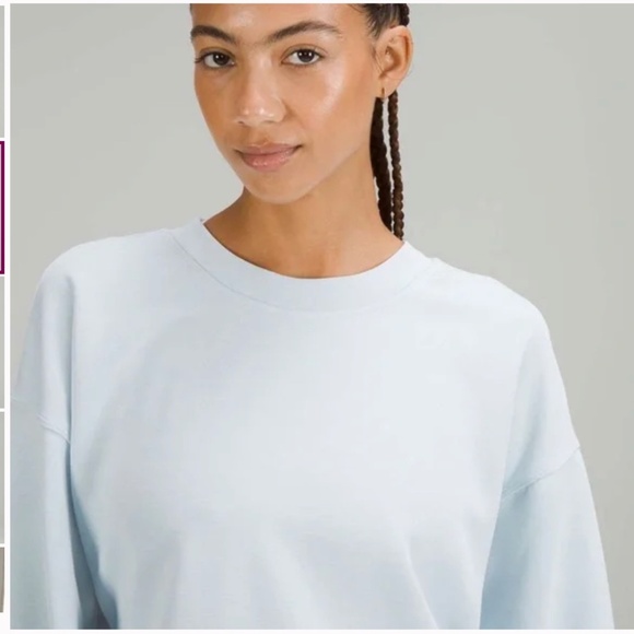 Lululemon Perfectly Oversized Cropped Crew Softstreme Powder Blue - Picture 2 of 7